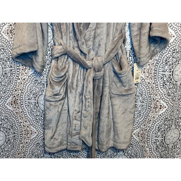 Stars Above Plush robe Collar Robe M/L Gray Soft Cozy - Picture 6 of 10